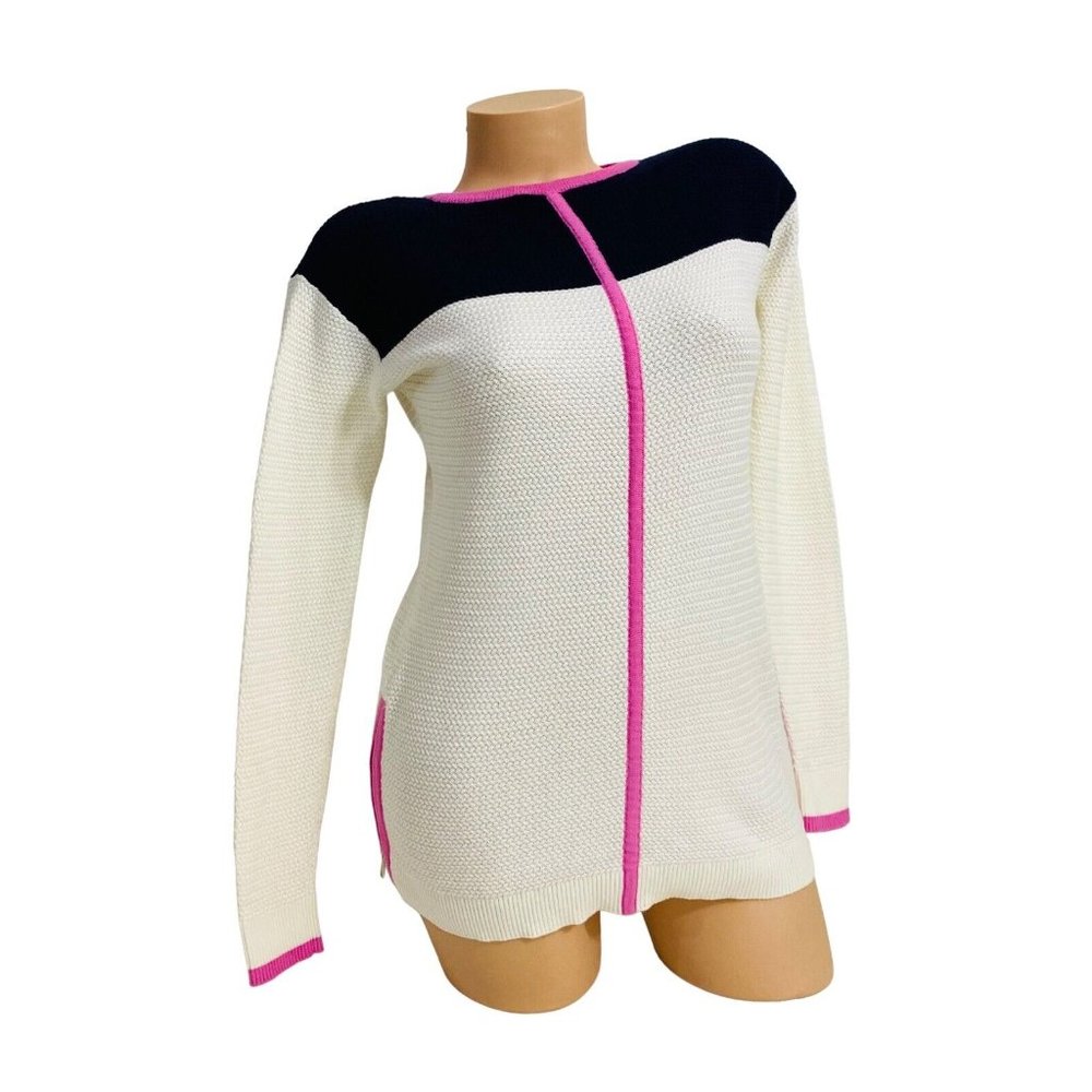 Talbots Women's P Petite Sweater Sides Zipper Long Sleeve Crew Neck Pullover